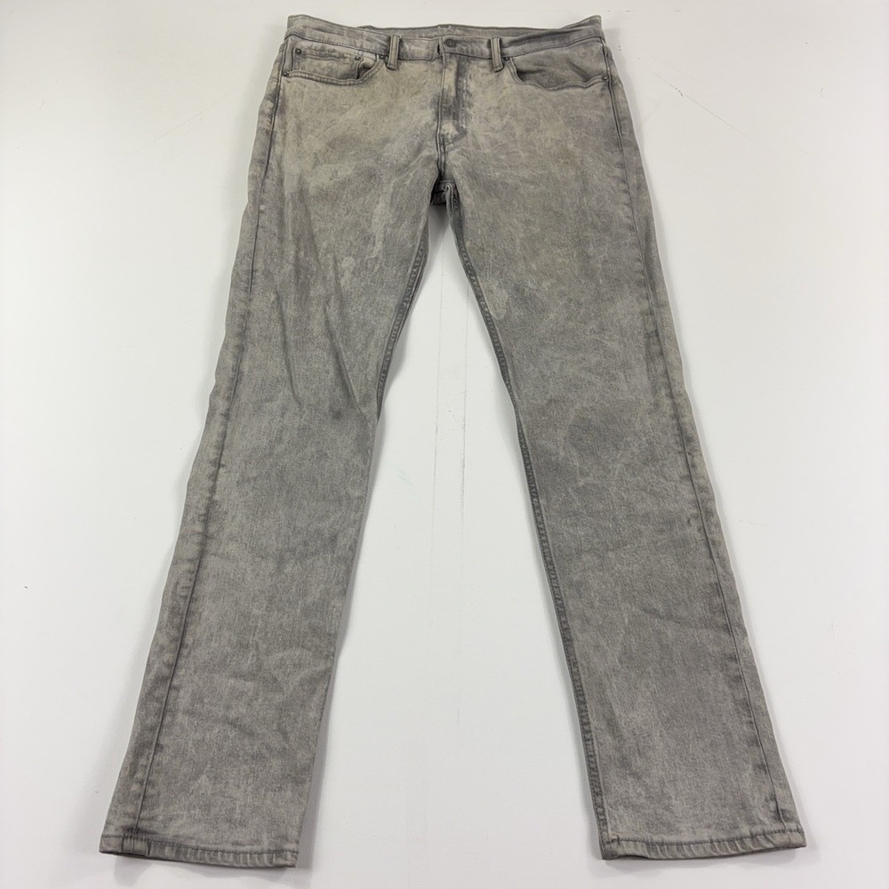 Levis 511 Jeans Mens 36x34 Gray Acid Wash Slim Straight 5 Pocket Denim Pants